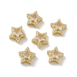 Прозрачный Латунные микро проложить кубического циркония слайд прелести, звезда, со стеклом, без кадмия и без свинца, стойки покрытие, долговечный, золотые, прозрачные, 10x10.5x7.3 мм, отверстие : 1.7x1.9 мм