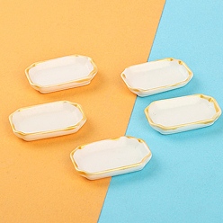 Белый Миниатюрная пластина из смолы, для кукольных аксессуаров, притворяющихся опорными украшениями, белые, 26.5x17x4.5 мм