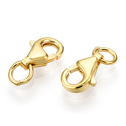 Настоящее золото 18K 925 стерлингового серебра застежкой омар коготь, с целью перехода в кольце, с печатью 925, реальный 18 k позолоченный, 8x5x2 мм, отверстие : 2.2 мм