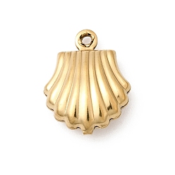 Shell Shape Подвески из нержавеющей стали 304, реальный 18 k позолоченный, ионное покрытие (ip), долговечный, шарм в форме ракушки, 14x11x4.5 мм, отверстие : 1 мм