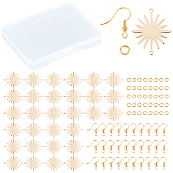 Golden DIY Earring Making Kit, Including 30Pcs Brass Solar Eclipse Links, 30Pcs Earring Hooks, 40Pcs Open Jump Rings, Real 18K Gold Plated, 26.5x22.5x0.8mm, Hole: 1.2mm