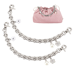 Платина 2шт. железные декоративные цепочки для кошельков, с омаром застежками, с подвесками в виде цветка из сплава и поворотными застежками, для замены ремней для мешков, платина, 258 мм