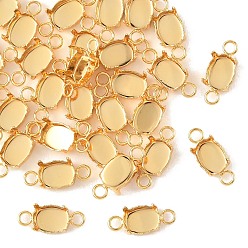 Настоящее золото 18K Застежки-гвоздики Shegrace из латуни со стразами, прямоугольные, настройки не открытой задней части, без свинца, без кадмии и без никеля, реальный 18 k позолоченный, 13.5x5.5x4.5 мм, отверстие : 1.8 мм