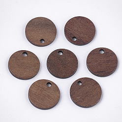 Camel Walnut Wood Pendants, Flat Round, Camel, 15.5x2~3mm, Hole: 2mm