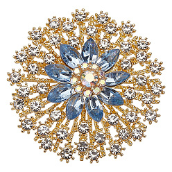 Аквамарин Броши со стразами из цветочного сплава для рюкзака, одежды, аквамарин, 56 мм