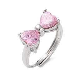 Bowknot Регулируемый из латуни с кольцами из циркония, бантом, размер США 8 1/2 (18.5 мм)