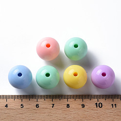 Mixed Color Opaque Acrylic Beads, Round, Mixed Color, 16x15mm, Hole: 2.8mm, about 220pcs/500g