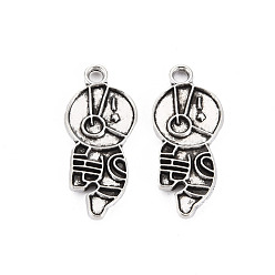 Античное Серебро Сплавочные сеттинги для кулона, тибетский стиль, без кадмия и без свинца, астронавт, античное серебро, 26x11.5x1.5 мм, отверстие : 2 мм