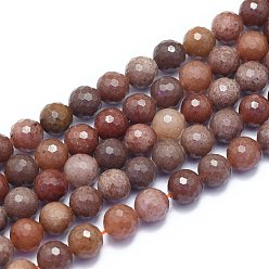 Strawberry Quartz Natural Strawberry Quartz Beads Strands, Round, Faceted(128 Facets), 10mm, Hole: 1.2mm, about 38pcs/Strand, 15.55 inch(39.5cm)