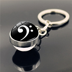 Musical Note Сплав подвеска брелок, брелки со стеклянными шариками на музыкальную тематику, музыкальная нота, 8 см