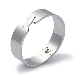 Stainless Steel Color Non-Tarnish Word Love 304 Stainless Steel wide Hinged Bangles, Stainless Steel Color, 5/8 inch(1.7cm), Inner Diameter: 1-7/8x2-1/4 inch(4.85x5.7cm)