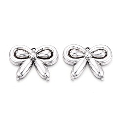Античное Серебро Тибетский сплав стиля большие кулоны, бантом прелести, античное серебро, 42x55x8 мм, отверстие : 3.5 мм