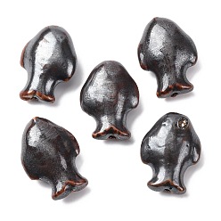 Черный Фарфоровые эмалевые бусины ручной работы, рыба, чёрные, 26x19x10 мм, отверстие : 2 мм