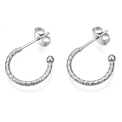 Нержавеющая Сталь Цвет Не тускнеющие 316 серьги-гвоздики из хирургической нержавеющей стали, серьги-кольца, кольцо, цвет нержавеющей стали, 15x2 мм, штифты : 0.8 мм