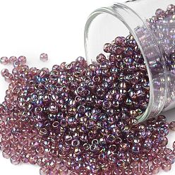 (166B) Transparent AB Medium Amethyst Круглые бусины toho, японский бисер, (166 б) прозрачный ab средний аметист, 11/0, 2.2 мм, отверстие : 0.8 мм, Около 1110 шт / 10 г