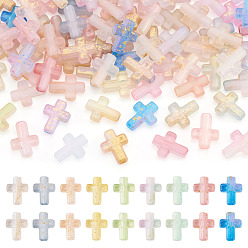 (52) Непрозрачная лаванда 96 шт. 8 стили градиентных цветов прозрачные акриловые бусины, с золотой фольгой, крестик, разноцветные, 15~16x12~12.5x4.5 мм, отверстие : 2.2~2.5 мм, 12 шт / цвет