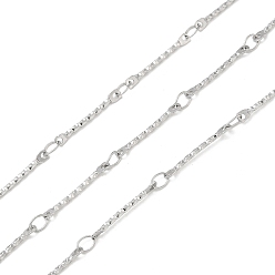 Stainless Steel Color Rack Plating 304 Stainless Steel Bar Link Chain, Soldered, with Spool, Stainless Steel Color, 15x2.5x1mm, about 32.81 Feet(10m)/Roll