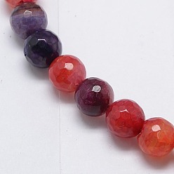 Couleur Mélangete Perles rondes en agate naturelle brin, teint, facette, couleur mixte, 8mm, Trou: 1mm, Environ 47 pcs/chapelet, 15.35 pouce