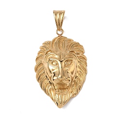 Золотой 304 из нержавеющей стали большие кулоны, очарование головы льва, золотые, 83.5x53x26 мм, отверстие : 19x12 мм