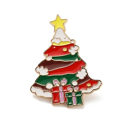 Рождественская елка Рождественская эмалевая булавка, Значок из сплава для окраски рюкзака, одежды, золотые, рождественская елка, 35x35 мм