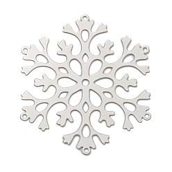 Нержавеющая Сталь Цвет 201 подвески из нержавеющей стали, гравированные металлические украшения, ссылка на снежинку, цвет нержавеющей стали, 60x60x0.3 мм, отверстие : 1.6 мм