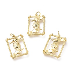 Золотой Латунные подвески, с прыжковых колец, долговечный, прямоугольник с рукой и глазом, золотые, 25x18x4 мм, отверстие : 3.5 мм