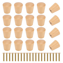 BurlyWood 20Pcs Schima Wood Drawer Knobs Pulls Handles, with Iron Screws, BurlyWood, 26.5x23.5mm, Screw: 27x8.5mm