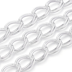 Платина Алюминиевые двойные цепи, несварные, с катушкой, платина, 21x13.5x2 мм, около 32.81 футов (10 м) / рулон