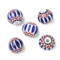 Темно-Синий Стекло ручной работы тысячецветник бисера, круглые, темно-синий, 24~26x23~25 мм, отверстие : 2.5~6x4 мм