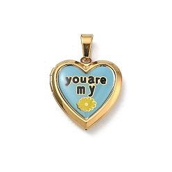 Светло-Голубой 304 подвески из нержавеющей стали Locket, ионное покрытие (ip), подвески в виде сердечек с узором, Небесно-голубой, 25x22.5x5.5 мм, отверстие : 8x4 мм, внутренний диаметр: 16.5x16.5 мм