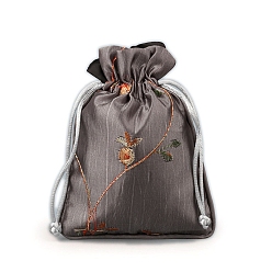 Темно-Серый Тканевые мешочки для упаковки ювелирных изделий, сумки на шнурке, темно-серый, 14x11 см