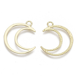 Light Gold Alloy Pendants, Hollow, Double Horn/Crescent Moon, Light Gold, 29x25x1.5mm, Hole: 2.5mm
