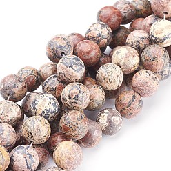 Леопардовая Яшма Натуральный красный леопард, круглые, 12 мм, отверстие : 1 мм, около 32 шт / нитка, 16 дюйм