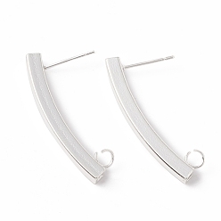 925 Sterling Silver Plated 304 Stainless Steel Stud Earring Findings, with 316 Surgical Stainless Steel Pins and Vertical Loop, Rectangle, 925 Sterling Silver Plated, 30x3mm, Hole: 2.5mm, Pin: 0.7mm