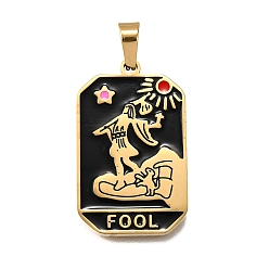 Звезда Таро 304 эмалевые подвески из нержавеющей стали, ионное покрытие (ip), реальный 18 k позолоченный, звезда, 32x19.5x2 мм, отверстие : 7x3.5 мм