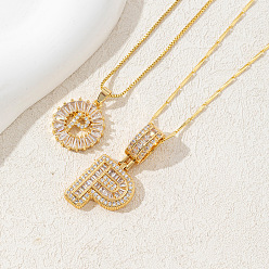 Letter P 2 шт. 2 стили латунные паве прозрачные кубические цирконии начальные подвески ожерелья наборы, золотые, Письмо P, 17.72 дюйм (45 см), 1 шт / стиль