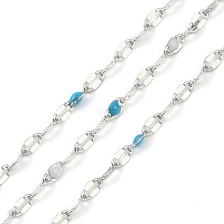 (52) Непрозрачная лаванда Латунные цепочки, с эмалью, с катушкой, пайка без свинца и кадмия, платина, разноцветные, 4x2x0.2 мм