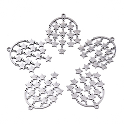Нержавеющая Сталь Цвет 5 шт. 304 подвески из нержавеющей стали, подвески-кисточки в виде звезд, лазерная резка, цвет нержавеющей стали, 25.5x19.5x1 мм, отверстие : 1.4 мм