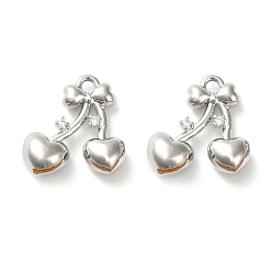 Платинированный Латунные микро проложить кубического циркония подвески, без кадмия, без никеля и без свинца, вишня, Реальная платина, 16x15x5 мм, отверстие : 1.6 мм