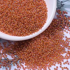 (RR1008) Silverlined Orange AB MIYUKI Round Rocailles Beads, Japanese Seed Beads, (RR1008) Silverlined Orange AB, 11/0, 2x1.3mm, Hole: 0.8mm, about 5500pcs/50g