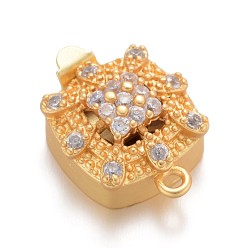 Золотой Квадратные медные микро проложить застежками ящик кубического циркония, без кадмия, без никеля и без свинца, золотые, 19x13x7 мм, отверстие : 1 мм