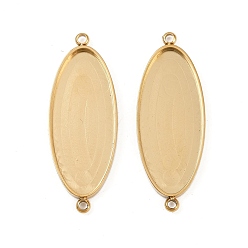 Настоящее золото 18K 304 из нержавеющей стали параметров соединителя кабошон, ионное покрытие (ip), овальные, реальный 18 k позолоченный, лоток : 25x10.5 мм, 31x11.5x2 мм, отверстие : 1.4 мм
