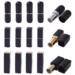 Black Empty Lipstick Bottle, Lip Balm Tube, Magnetic, with Cap, Black, 12pcs/set