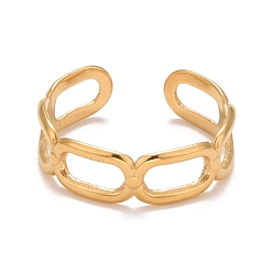 Golden Ion Plating(IP) 304 Stainless Steel Oval Wrap Open Cuff Ring for Women, Golden, US Size 8(18.1mm)