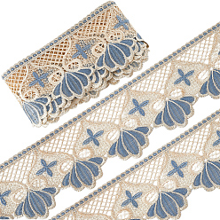 Небесно-голубой 5ярдов полиэстеровой волнистой кружевной ленты, голубой, 4 дюйм (100 мм), 5ярдов/набор