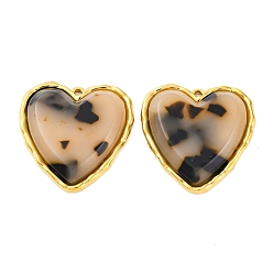 Сердце 304 подвески из нержавеющей стали, cmолой, ионное покрытие (ip), реальный 18 k позолоченный, сердце, 32x31x5.5 мм, отверстие : 1.6 мм