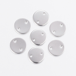 Stainless Steel Color Tarnish Resistant 201 Stainless Steel Links connectors, Flat Round, Stainless Steel Color, 8x0.8mm, Hole: 1mm
