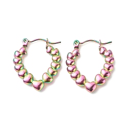 Rainbow Color Ионное покрытие (ip) 304 массивные серьги-кольца из нержавеющей стали для женщин, Радуга цветов, 22x20 мм, штифты : 0.8 мм