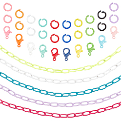 Mixed Color DIY Cable Chain Necklace Making Kit, Including Spray Painted Brass Cable Chains, Alloy Lobster Claw Clasps, Iron Jump Rings, Mixed Color, Chain: 10x5x1, 2.5m/box