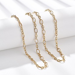 Настоящее золото 14K 5.5мм 304 ожерелья из текстурированной овальной цепочки из нержавеющей стали, реальный 14 k позолоченный, 16.93 дюйм (43 см)